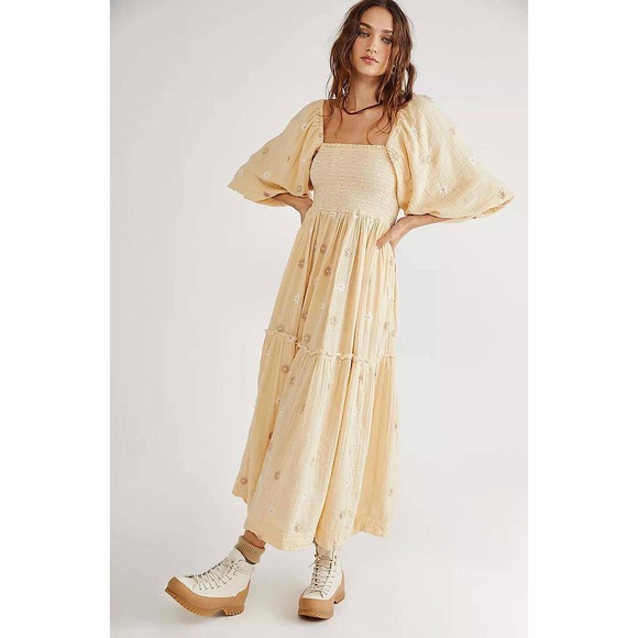 green emerald velvet dress Free People Santiago Embroidered Mini Dress Ivory L main image 1